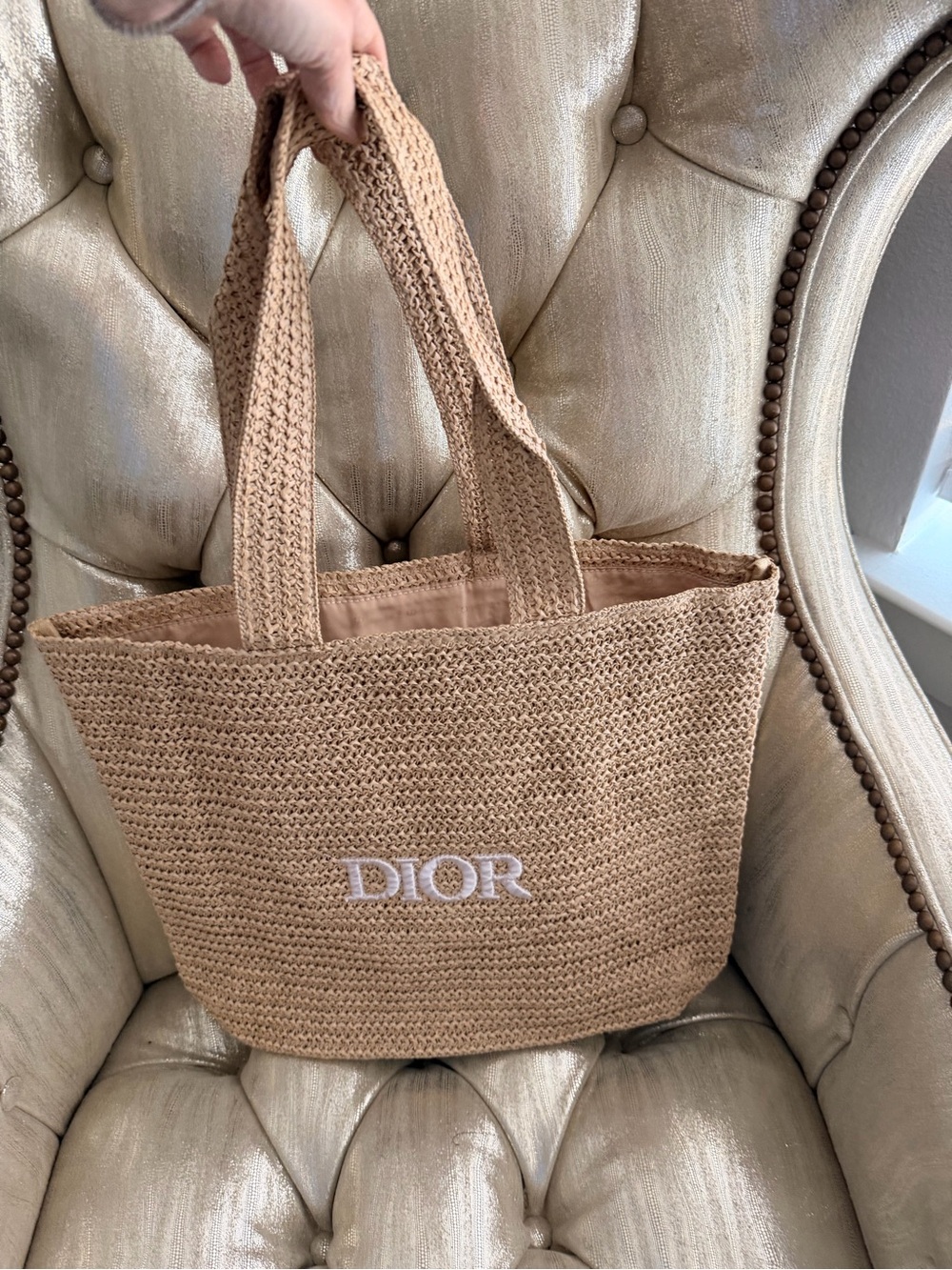 Dior White Quilted Bedding Accent with Gold Logo DIOR BEAUTY